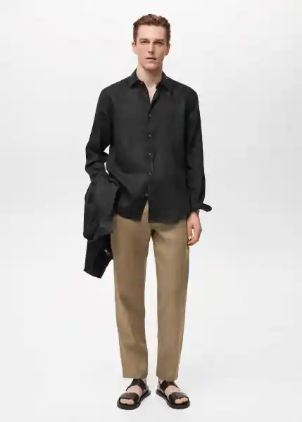 Camisa Parrot Negro Talla S Hombre Mango