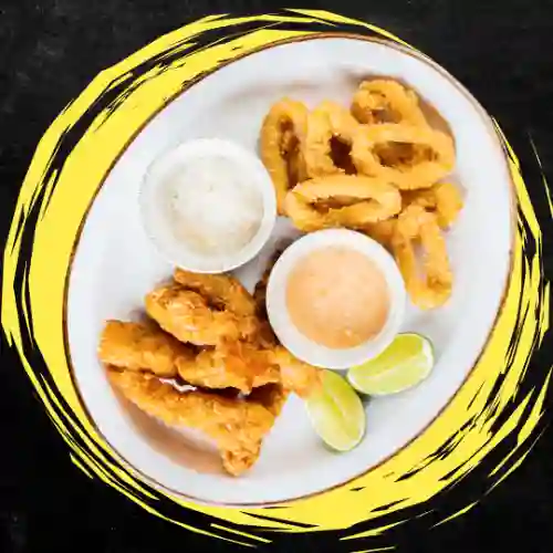 Calamar y Langostinos Apanados