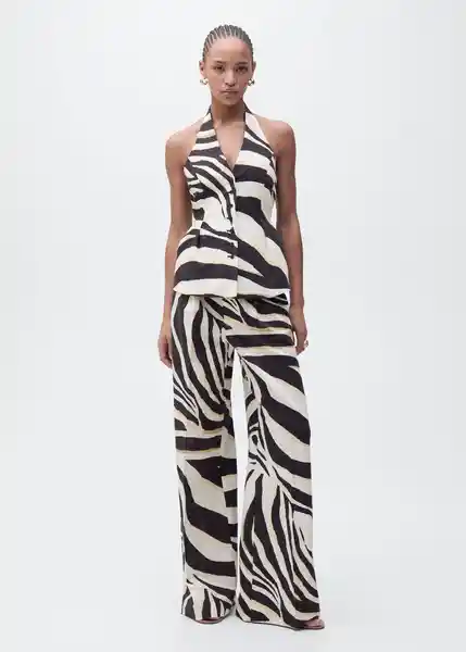 Chaleco Zebra Beige Talla M Mujer Mango