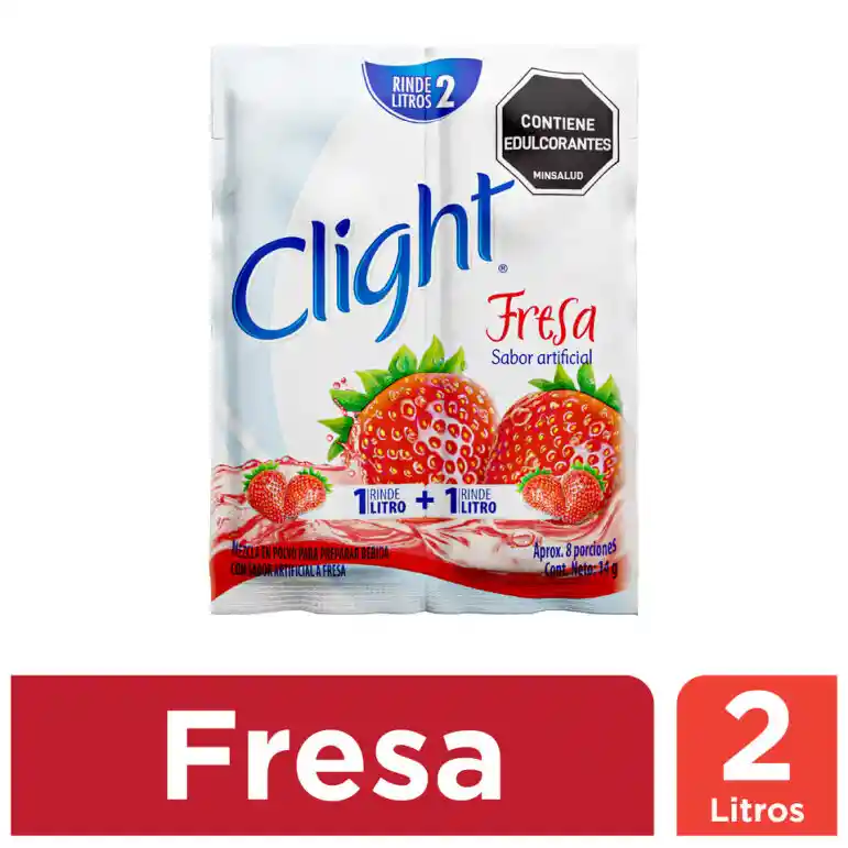 Bebida En Polvo Clight  Sin Calorías Sabor Fresa Sobre 14G