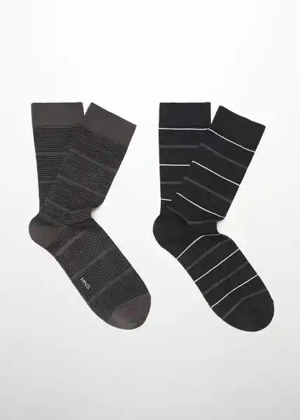 Pack Calcetines Stripe2 Negro Talla 45 Hombre Mango