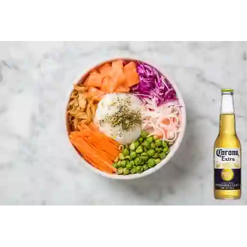 Combo Poke Salomón + Cerveza Corona Bot. 355ml