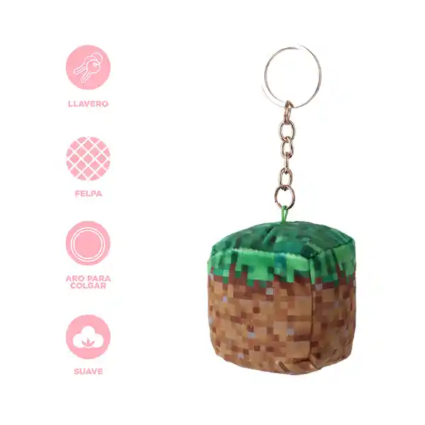 Llavero de Peluche Bloque de Hierba Serie Minecraft Miniso