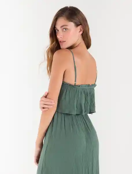 Vestido Midi De Tiras Verde Camaleón Oscuro Talla M Mujer Naf Naf