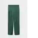 Pantalón Topeti Verde Talla 38 Mujer Mango