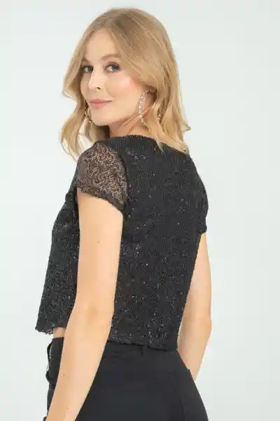 Blusa Lentejuelas Color Negro Talla S Ragged