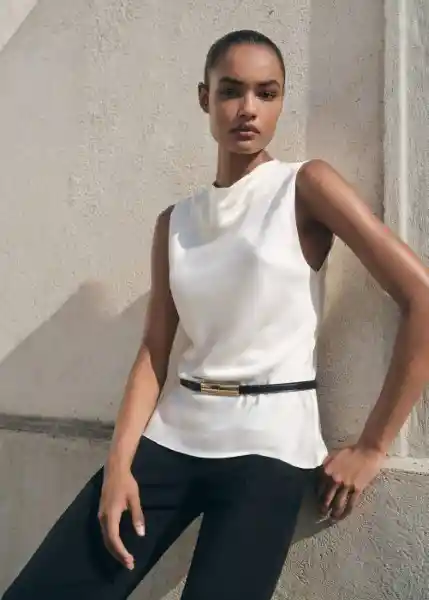 Blusa Mart Crudo Talla M Mujer Mango
