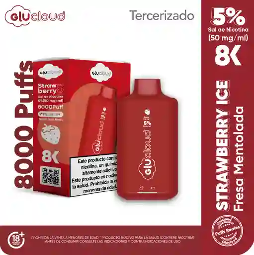 Glucloud Vape Strawberry Ice 8K / 8000 Puff