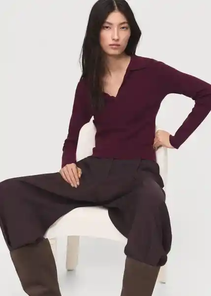 Saco Jersey Mariele Granate Talla M Mujer Mango