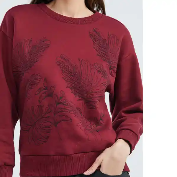 Buzo Folliage Embroidery Mujer Rojo Oscuro Talla L Chevignon