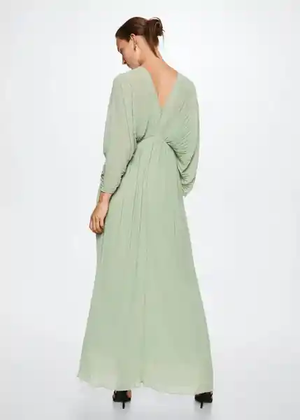 Vestido Plisi-A Verde Pastel Talla M Mujer Mango