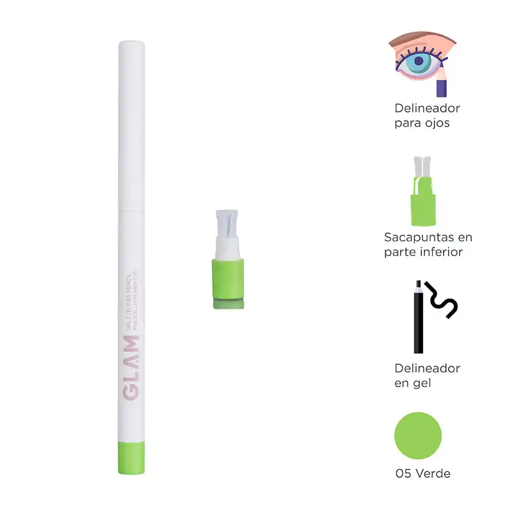 Lápiz Delineador Para Ojos Gel Glam Verde 05 Miniso