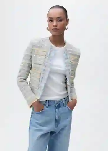 Chaqueta Salt Celeste Talla S Mujer Mango