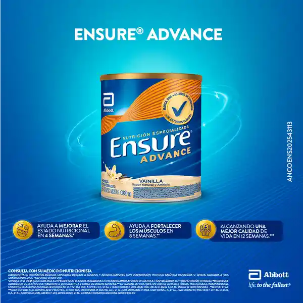 Ensure Advance Vainilla Con Proteína + Hmb Polvo