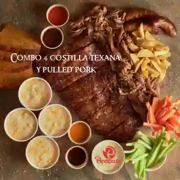 Combo 4, Costilla Texana y Pulled Pork (4 Personas)