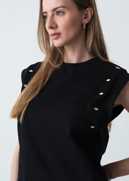 Camiseta Mujer Negro Puro Ultraoscuro Talla M 503G075 Naf Naf