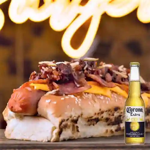 Combo Dog Costillas + Cerveza Corona Bot. 355ml