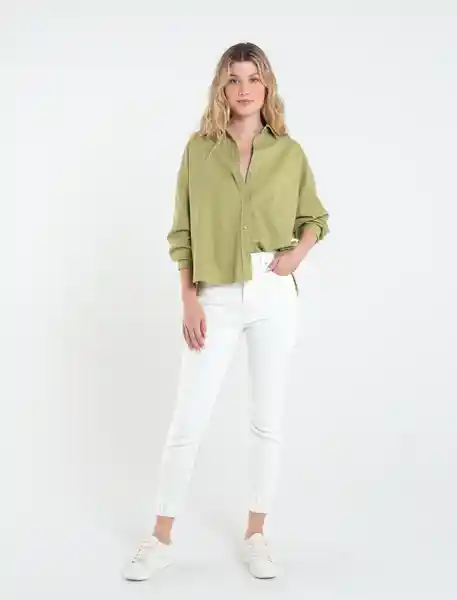 Camisa Cabo Aguer Mujer Verde Retro Medio Talla L Naf Naf