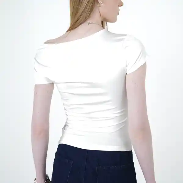 Camiseta Asimetría Lateral Blanco M Fuera de Serie