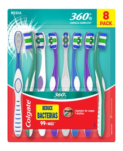 Cepillo Dental Colgate 360 Mixto Club por 8 unidades