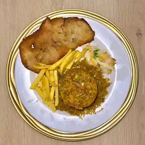 Arroz chino con chuleta
