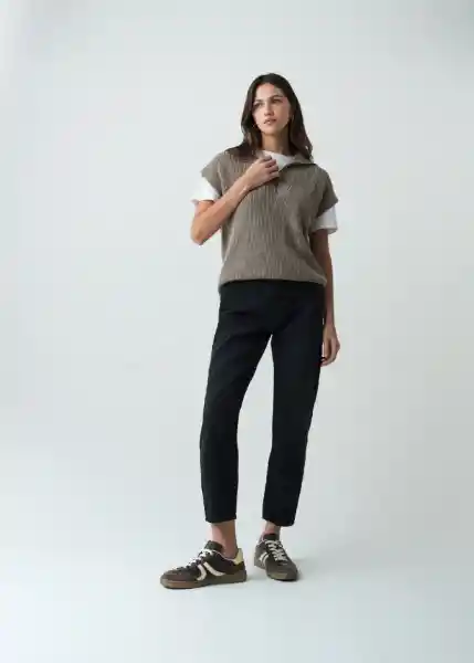 Blusa Manga Sisa Tejido Gris Aluminio Claro M/L 082G070 Naf Naf