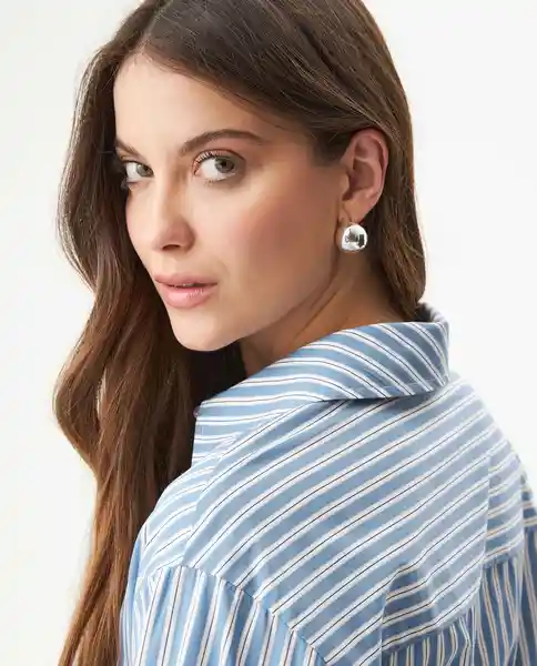 Camisa Striped Poplin Azul Provincial Medio Talla M Chevignon