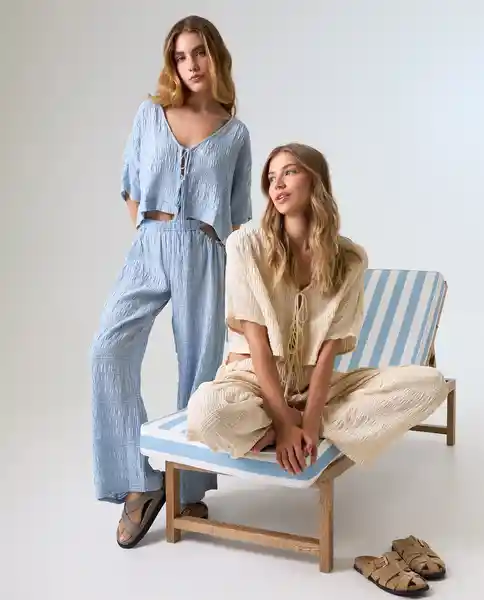 Camisa Mujer Azul Talla S 612G005_AZU144210 Americanino