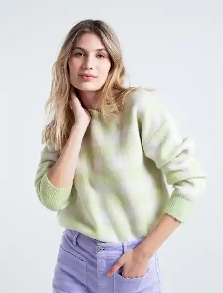 Buzo Tejido Green Mujer Verde Preteñido Talla S Naf Naf