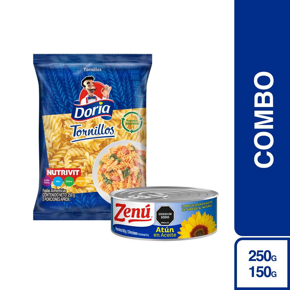 Combo Doria Pasta Tornillos + Zenú Atún Aceite