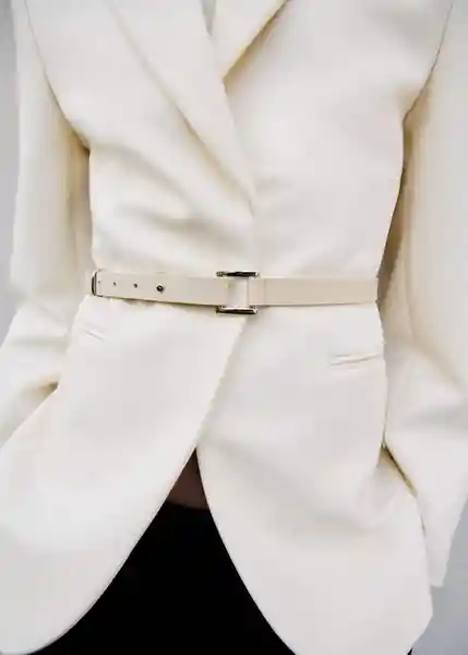 Blazer Americana Blanche Crudo Talla L Mujer Mango
