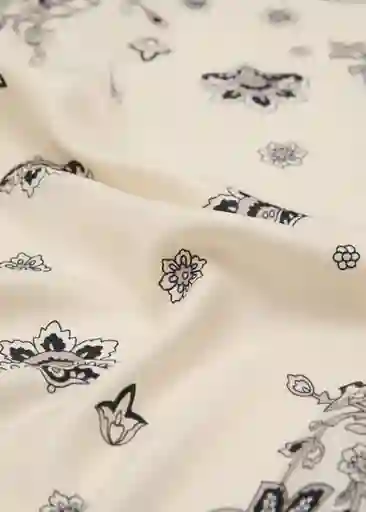 Pañuelo Hojas Crudo Talla 99 Mujer Mango