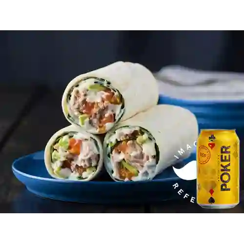 Combo Wrap Atún + Cerveza Poker Lta 330ml
