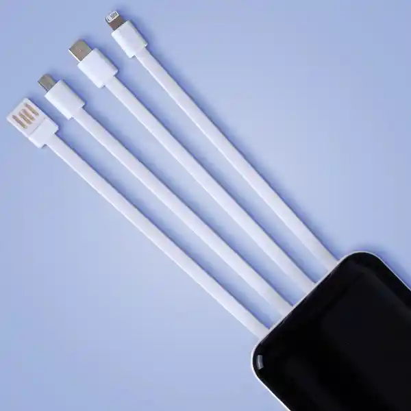 Bateria de Respaldo 10000mah Con 4 Cables Blanco Serie Miniso