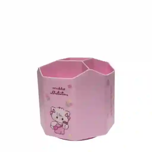 Portalapices Giratorio 5 Compartimentos Mikko Mousse Rosa Miniso