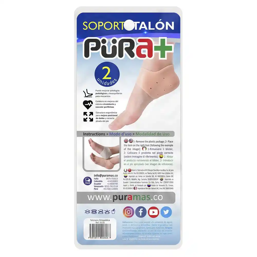 Pura+ Soporte Talón Silicona Talla Única