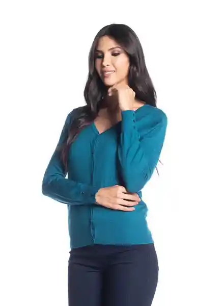 Saco Tejido Abierto Con Botones Mujer Azul Talla M Arkitect