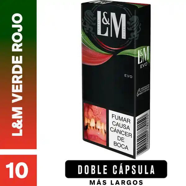 L&M Verde Rojo x 10 Cigarrillos