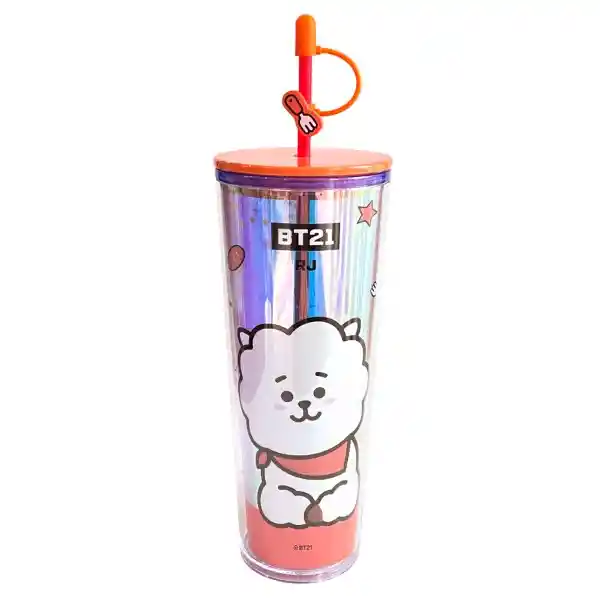 Bt21 Vaso de Plástico Con Pitillo Rj Colección 800 mL