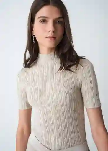 Suéter Tejido Mujer Beige Escarcha Claro Talla S 483G089 Naf Naf