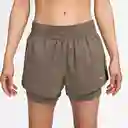Nike Pantaloneta One 3In 2N1 Entrenamiento de Mujer Café Talla L