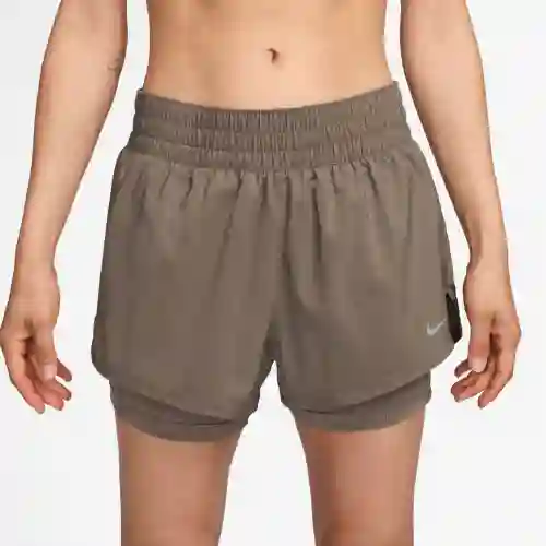 Nike Pantaloneta One 3In 2N1 Entrenamiento de Mujer Café Talla L