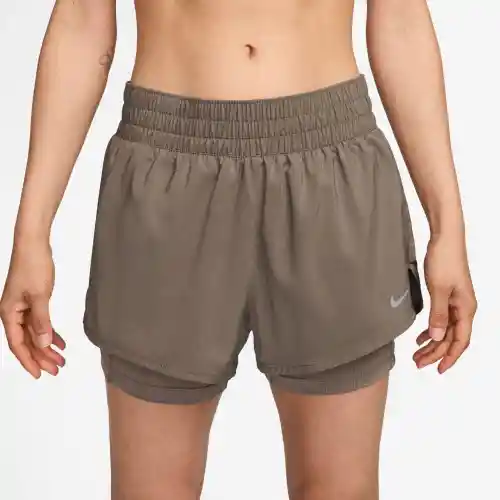 Nike Pantaloneta One 3In 2N1 Entrenamiento de Mujer Café Talla L