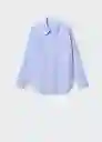 Camisa Regu Azul Noche Talla L Mujer Mango