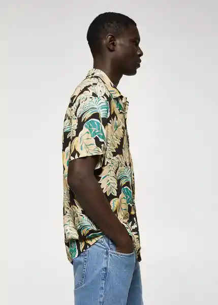 Camisa Manila-H Negro Talla M Hombre Mango