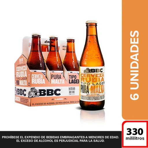 Bbc Pack Cerveza Lager 330 ml x 6 Und