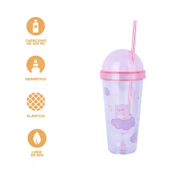 Vaso de Plástico de Con Pitillo Axolotl Story 350 mL Miniso