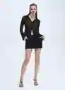 Falda Franc Negro Talla 42 Mujer Mango