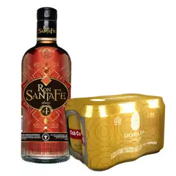 Ron Santa Fe Añejo 750 Ml + Six Pack Cerveza Club Colombia Dorada Lata 330 Ml