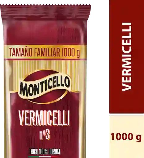 Monticello Pasta Vermicelli No. 3 Tamaño Familiar